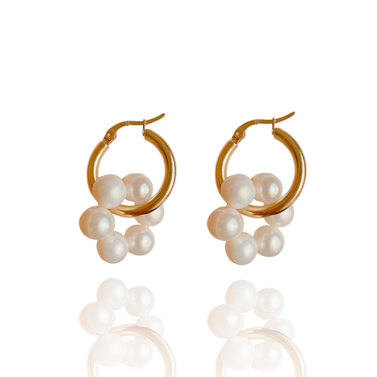 Large Pearl Hoop Earrings